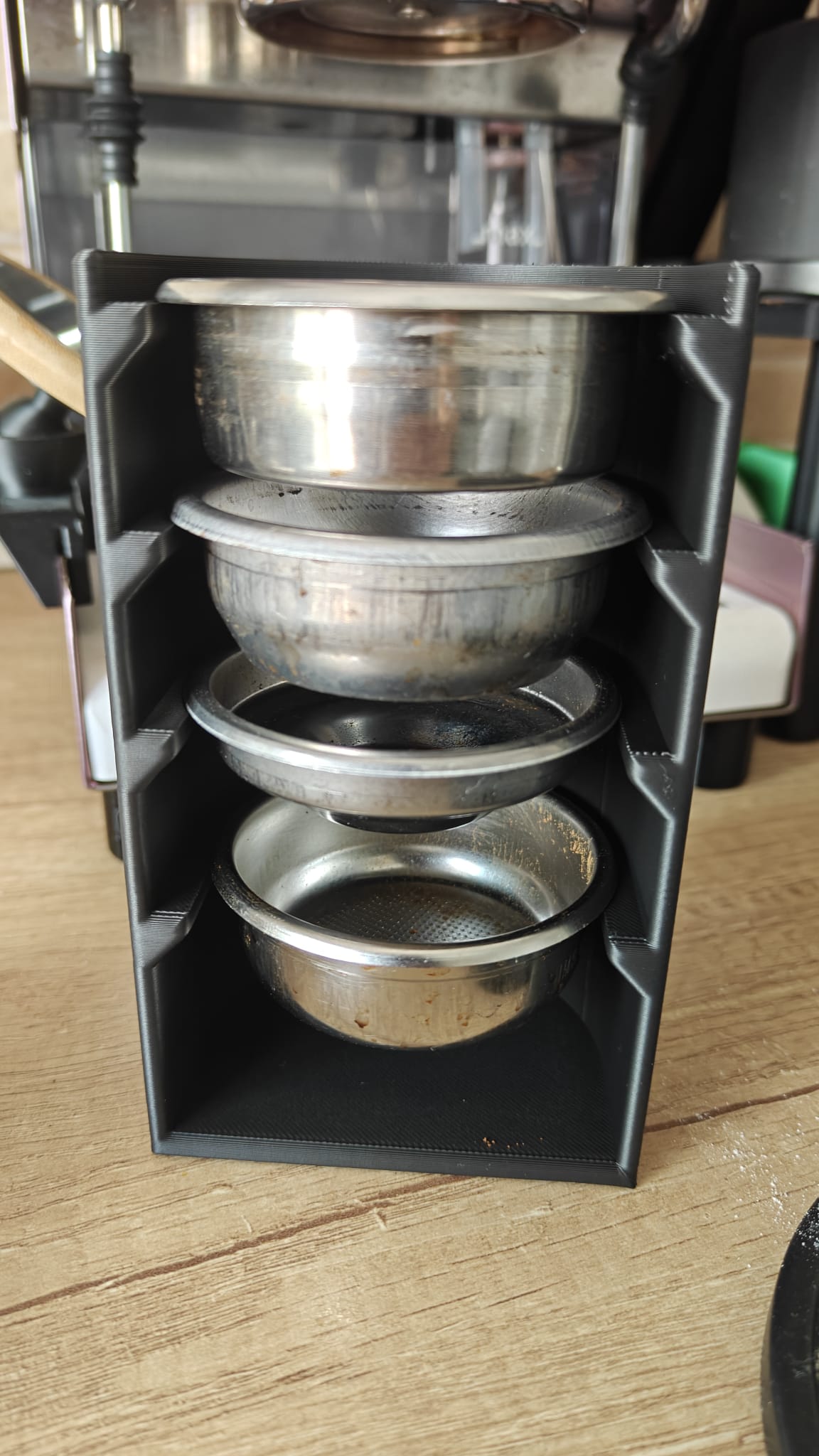 58mm / 58.5mm Portafilter Basket Holder – 4-Slot Vertical Organizer